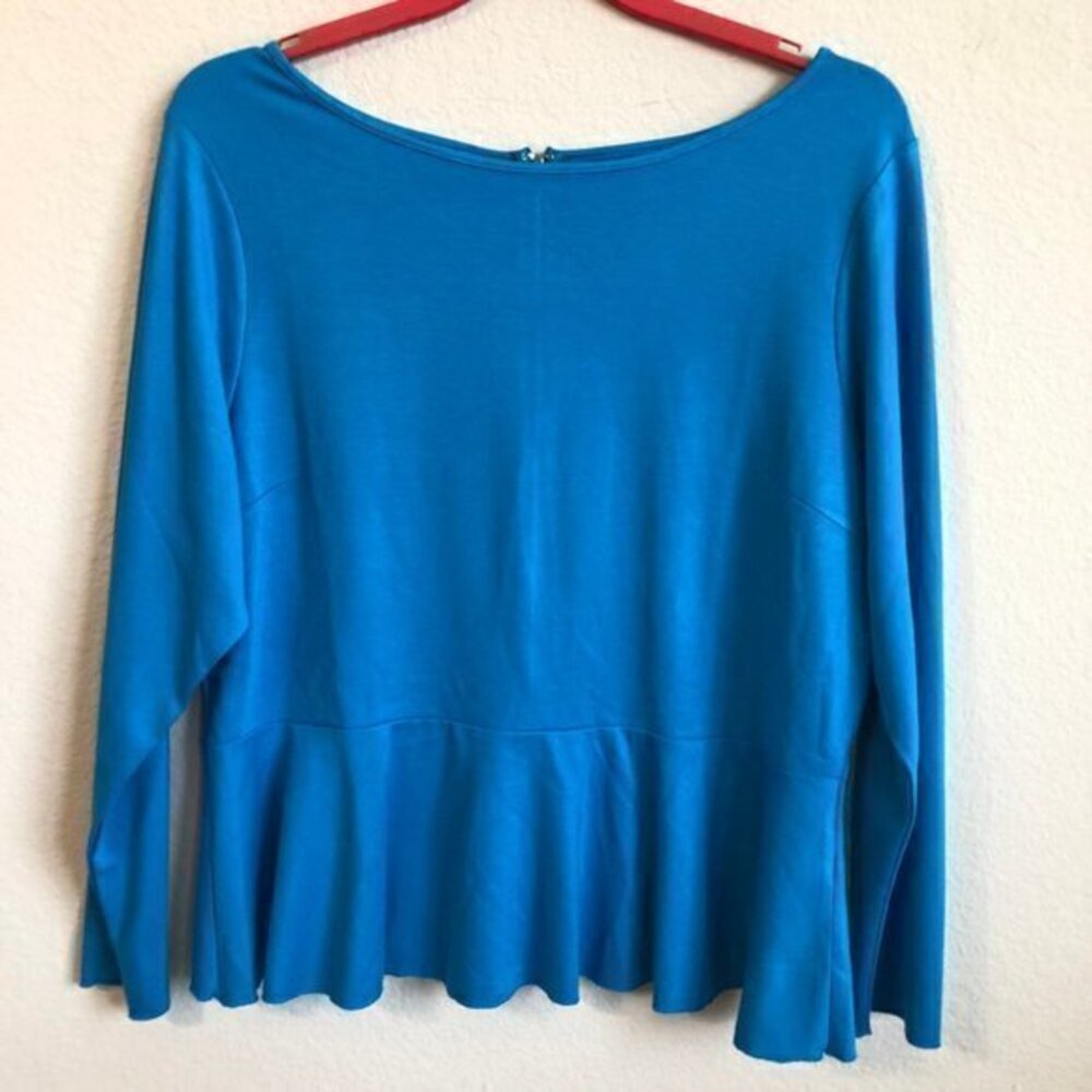 Textile Top Blue Peplum Trendy Boho